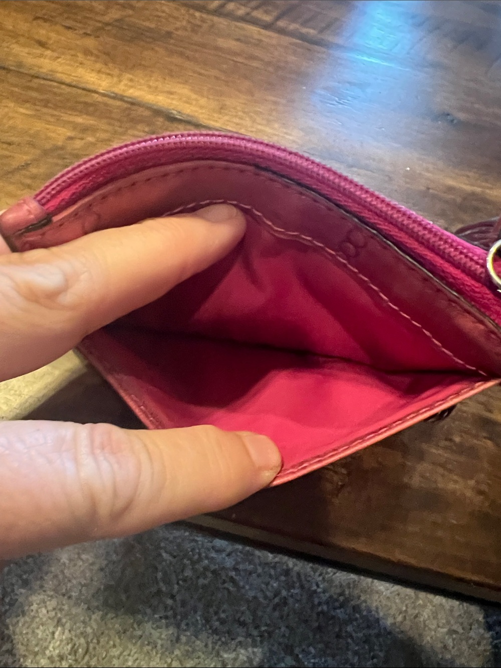 Coach Poppy patent leather mini zip wallet magenta - Picture 4 of 6